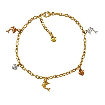 10K Gold and Sterling Silver Adjustable Dolphin Bracelet 10" at Kmart.com