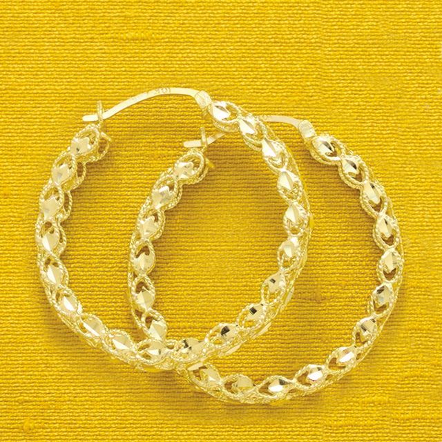 10K Gold Rope Hoop Earrings