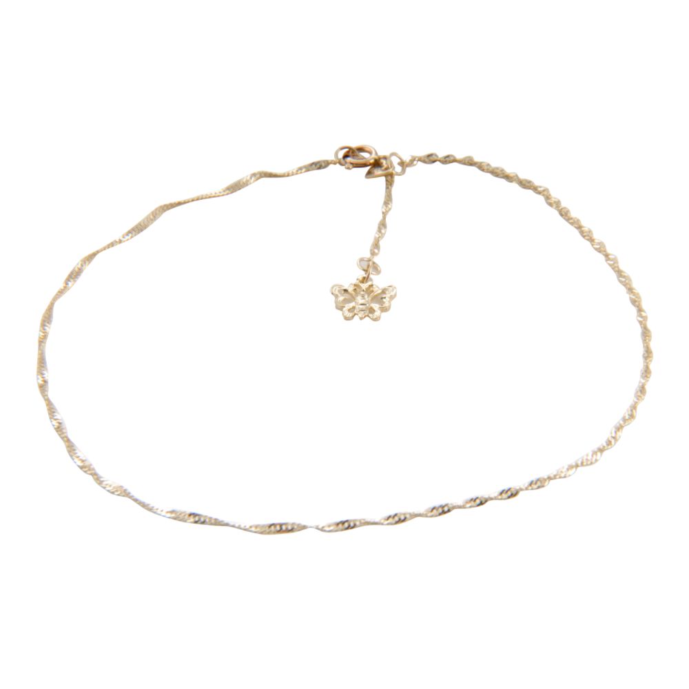 10K Gold Anklet with Butterfly Charm