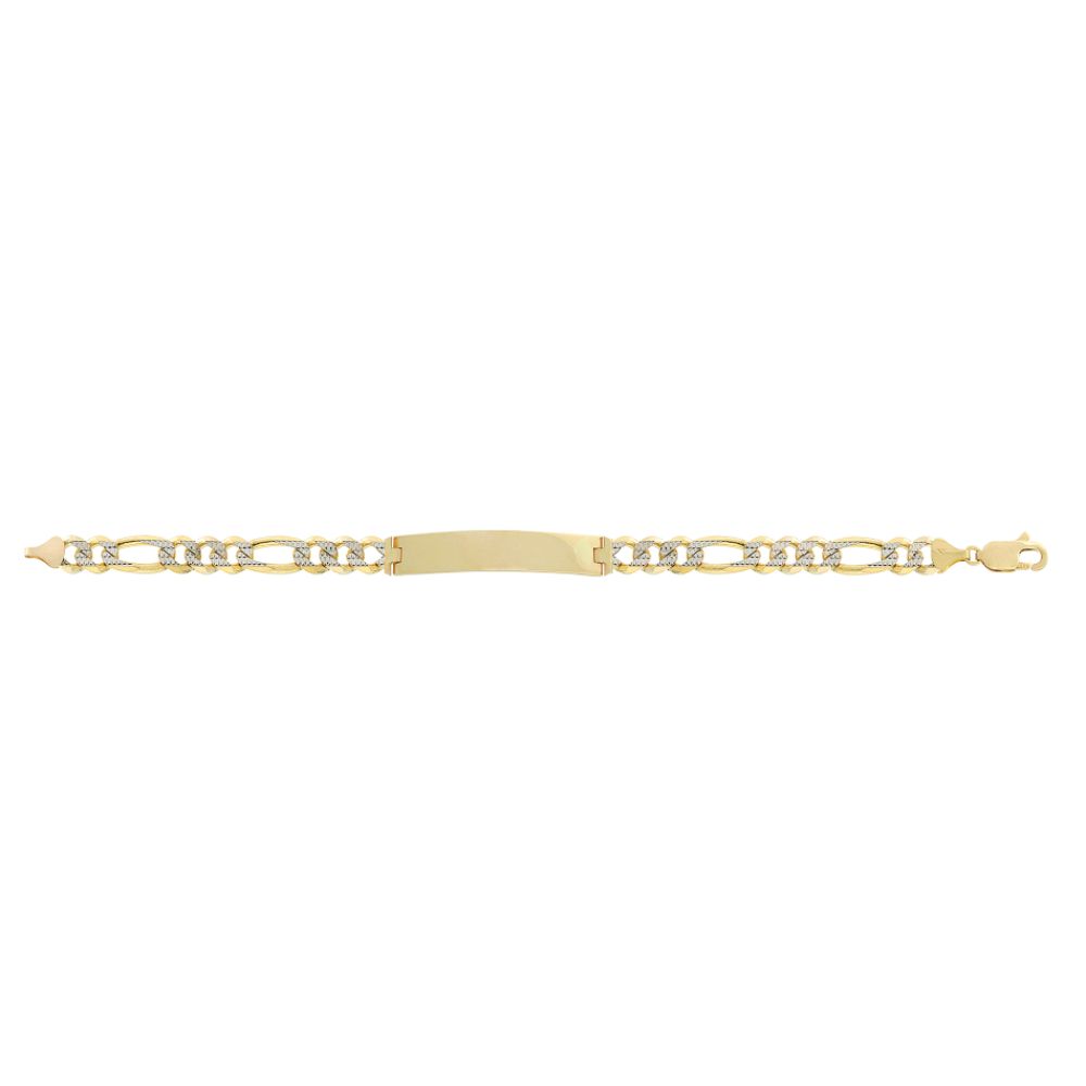 14K 2-Color Gold Pave/Figaro ID Bracelet at Sears.com