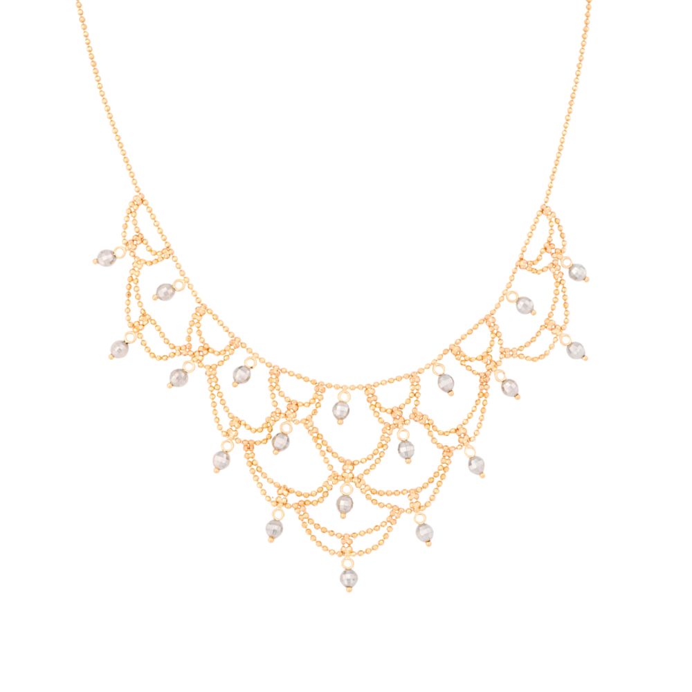 Yellow Gold Bead Multi Chain Necklace with Mini Drape Center at Sears.com