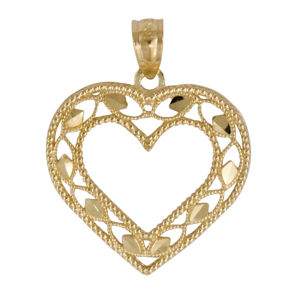 Diamond Cut Open Heart. 10K Yellow Gold at Sears.com