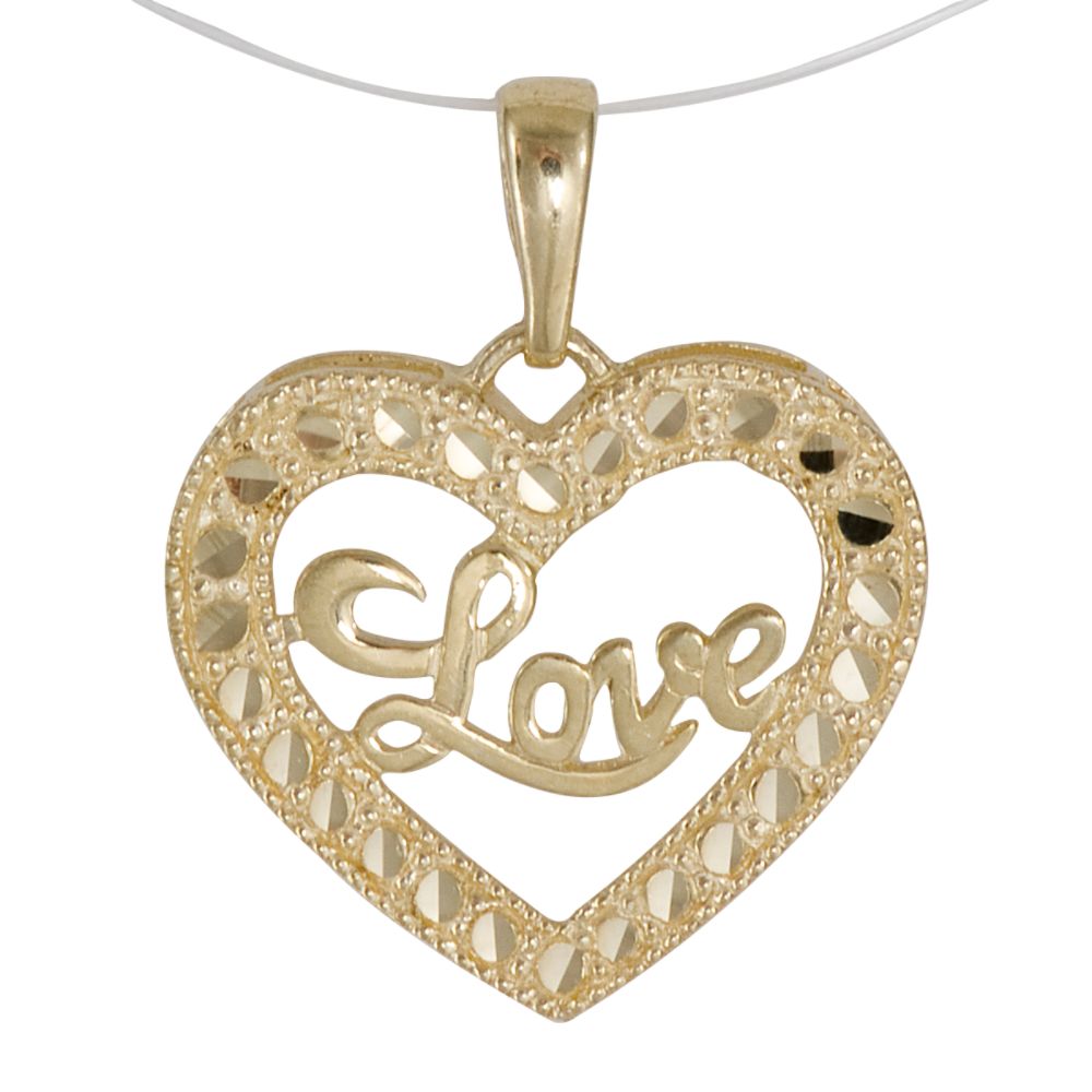 Diamond Cut Heart with "Love" Charm. 10K Yellow Gold at Sears.com