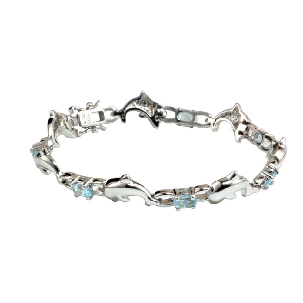 Sterling Silver Dolphin Link Bracelet