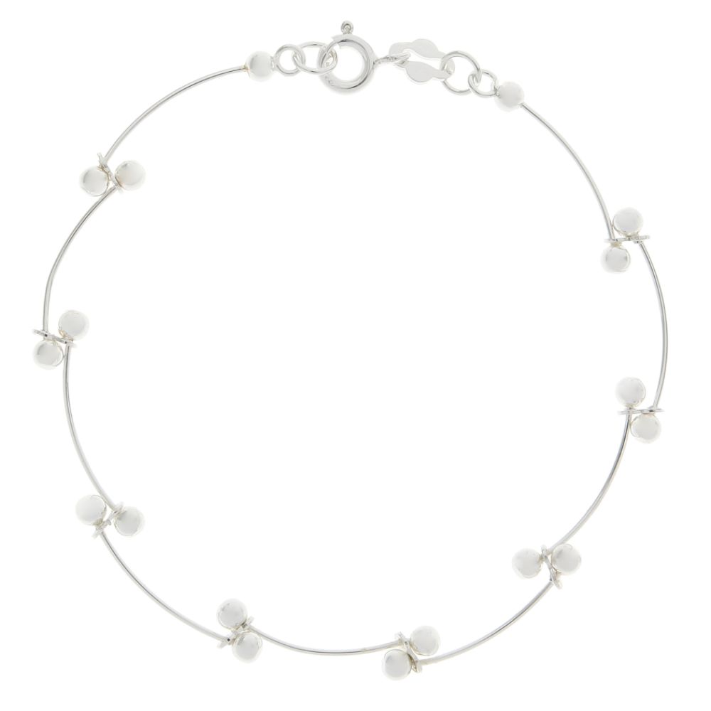 Sterling Silver 7.25" Scallop Link and Bead Bracelet