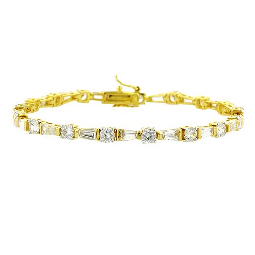 Cubic Zirconia Bracelet in Gold Over Sterling