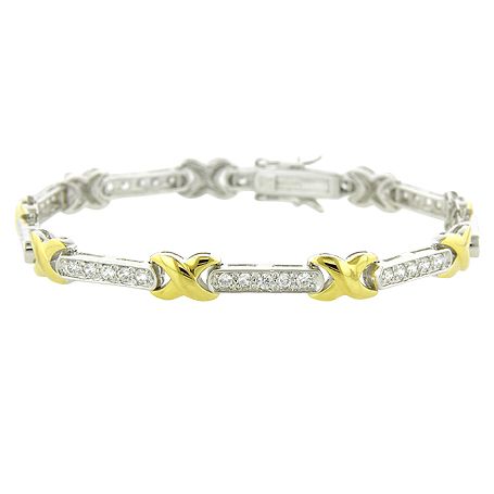 Cubic Zirconia "X"/Bar Link Bracelet. Goldtone and Silvertone at Sears.com
