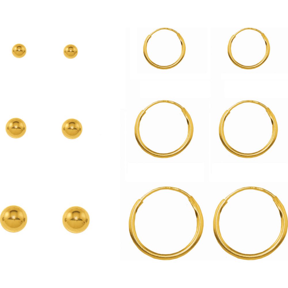 Gold over Sterling Silver 6-Pair Polished Ball Stud and Hoop Earring Set at Sears.com