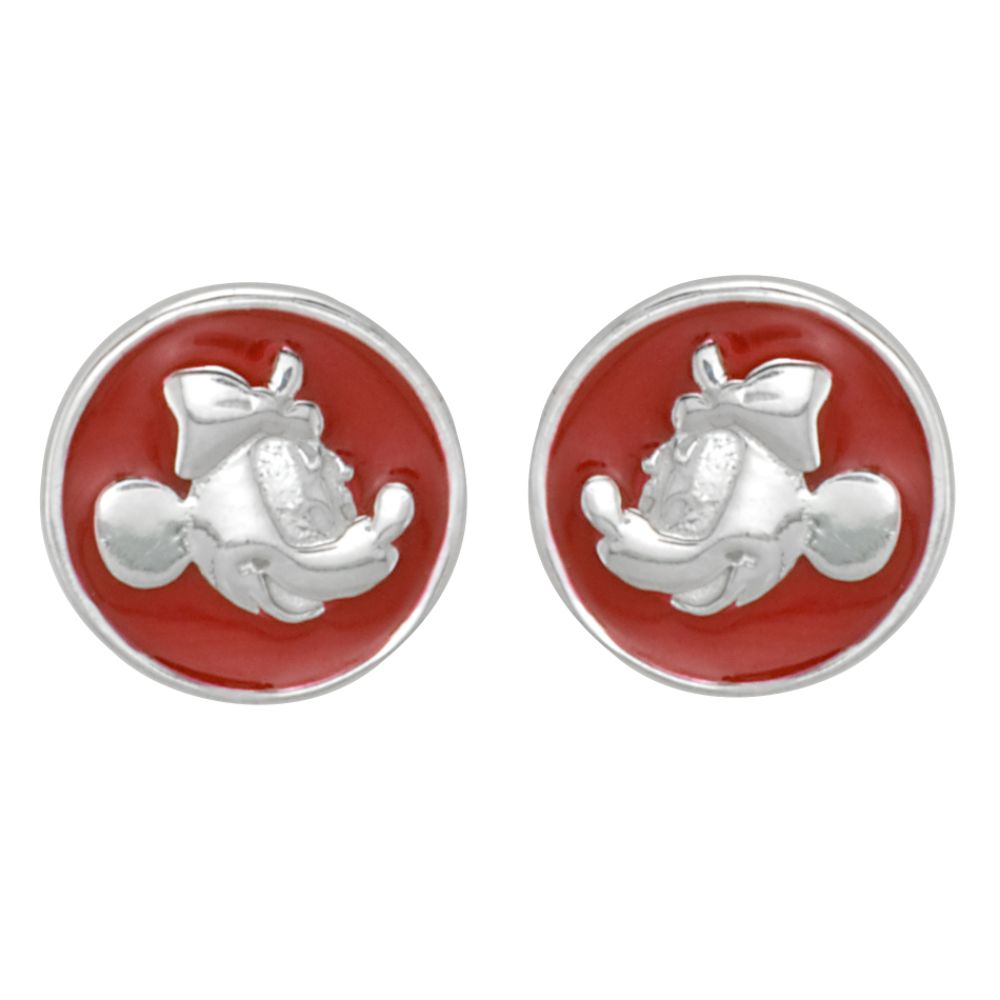 Disney Red Minnie Mouse Stud Earrings in Sterling Silver