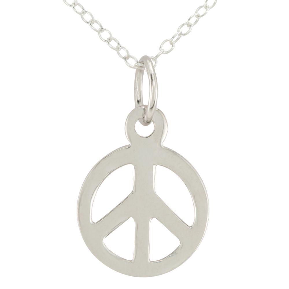 Girls Peace Sign Pendant in Sterling Silver