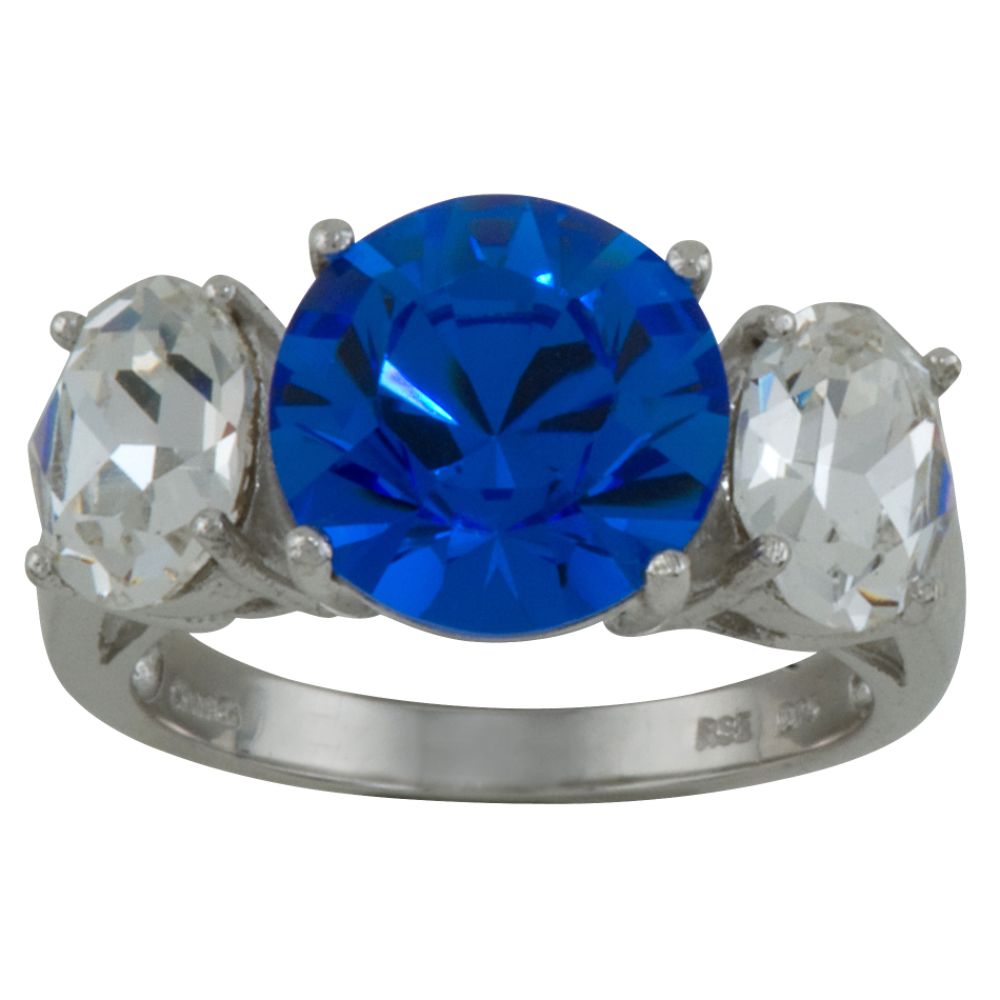 Sapphire and Clear Swarovski Crystal Ring in Rhodium over Sterling Silver at Sears.com