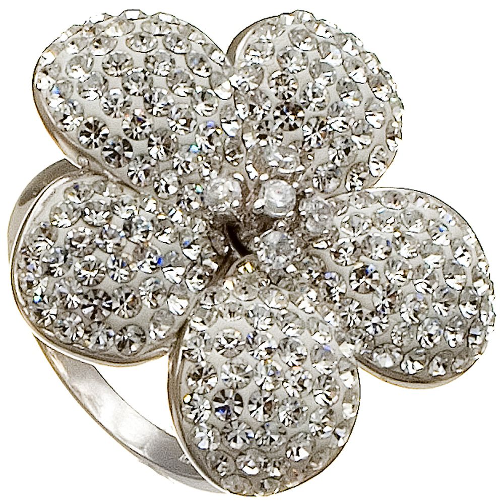 Sterling Silver Crystal Flower Ring
