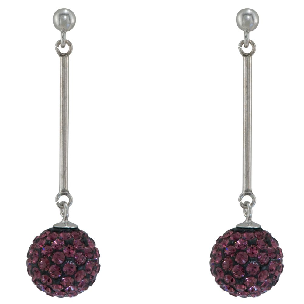 Sterling Silver Swarovski Crystal Purple Drop Dangle Earrings