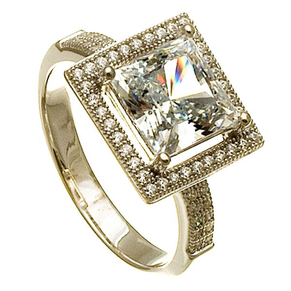 Sterling Silver Princess Cut Ring