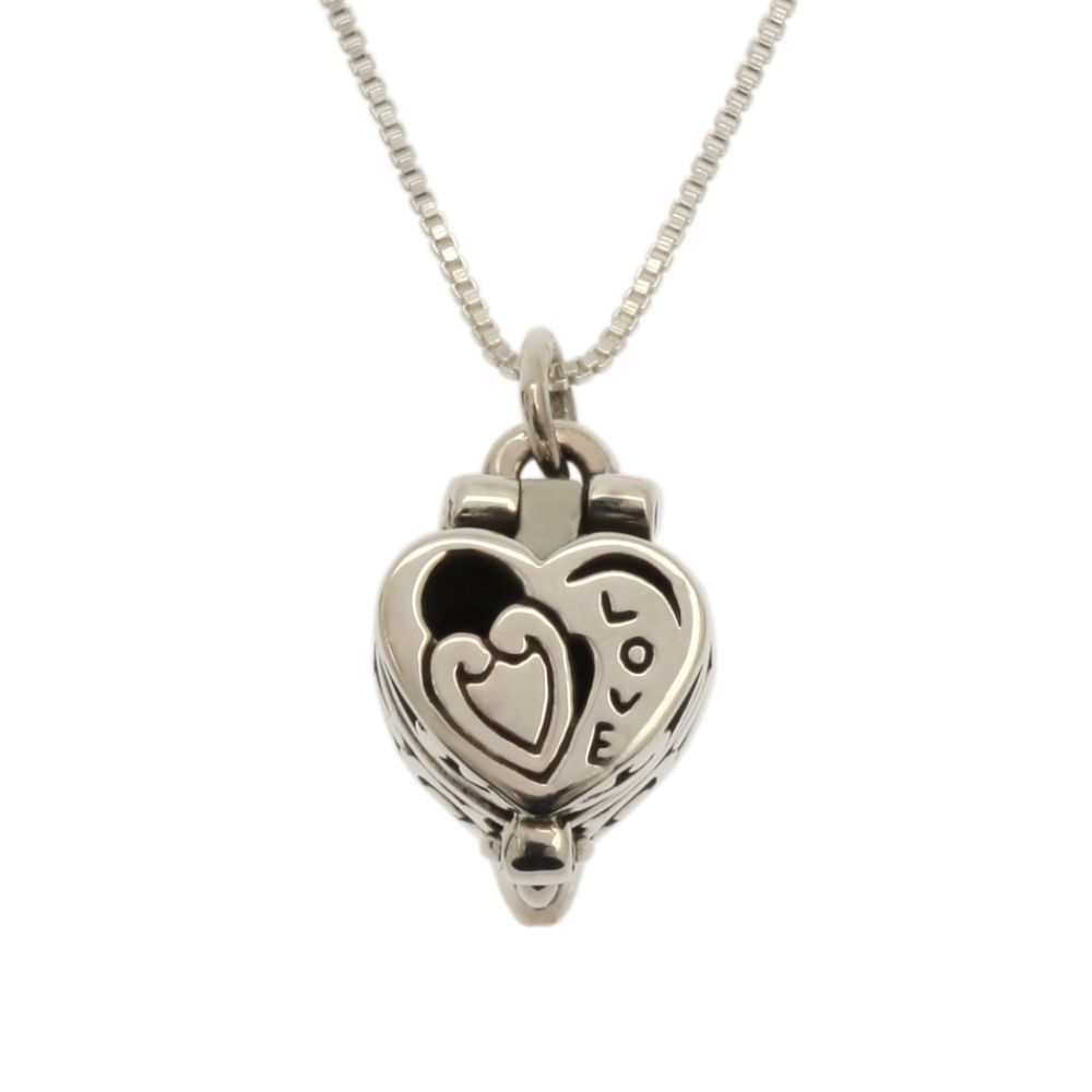 Love Heart-Shaped Box Pendant in Sterling