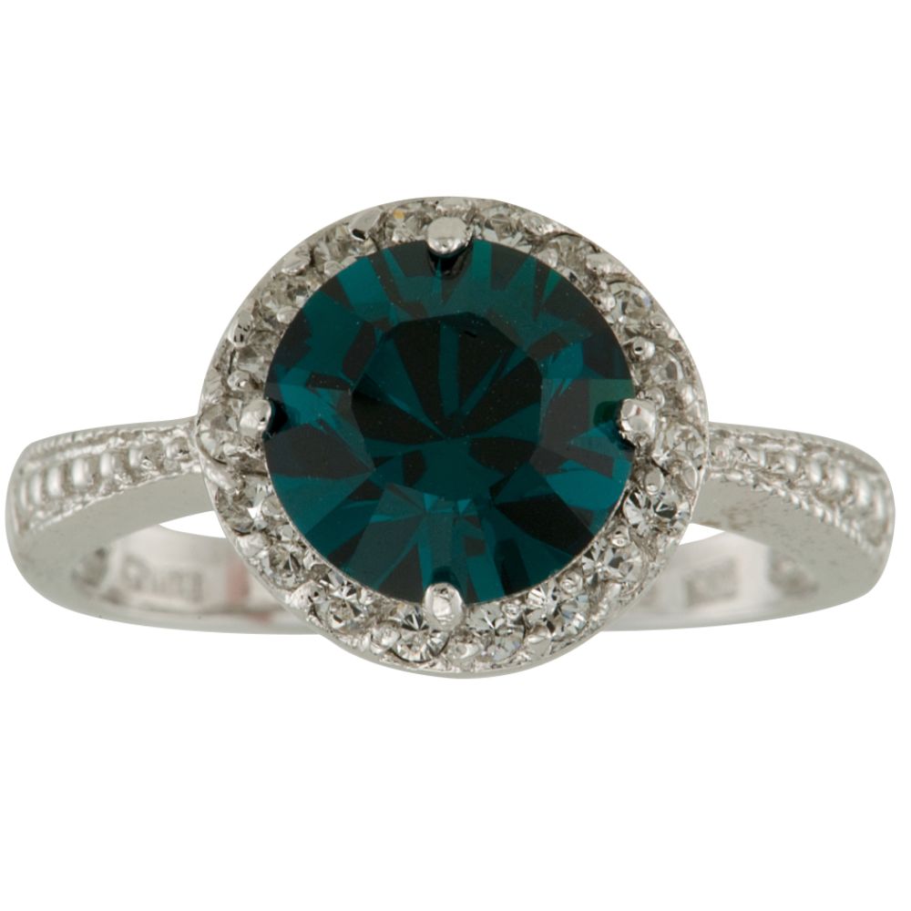 Emerald and Clear Swarovski Crystal Ring in Rhodium over Sterling Silver at Sears.com