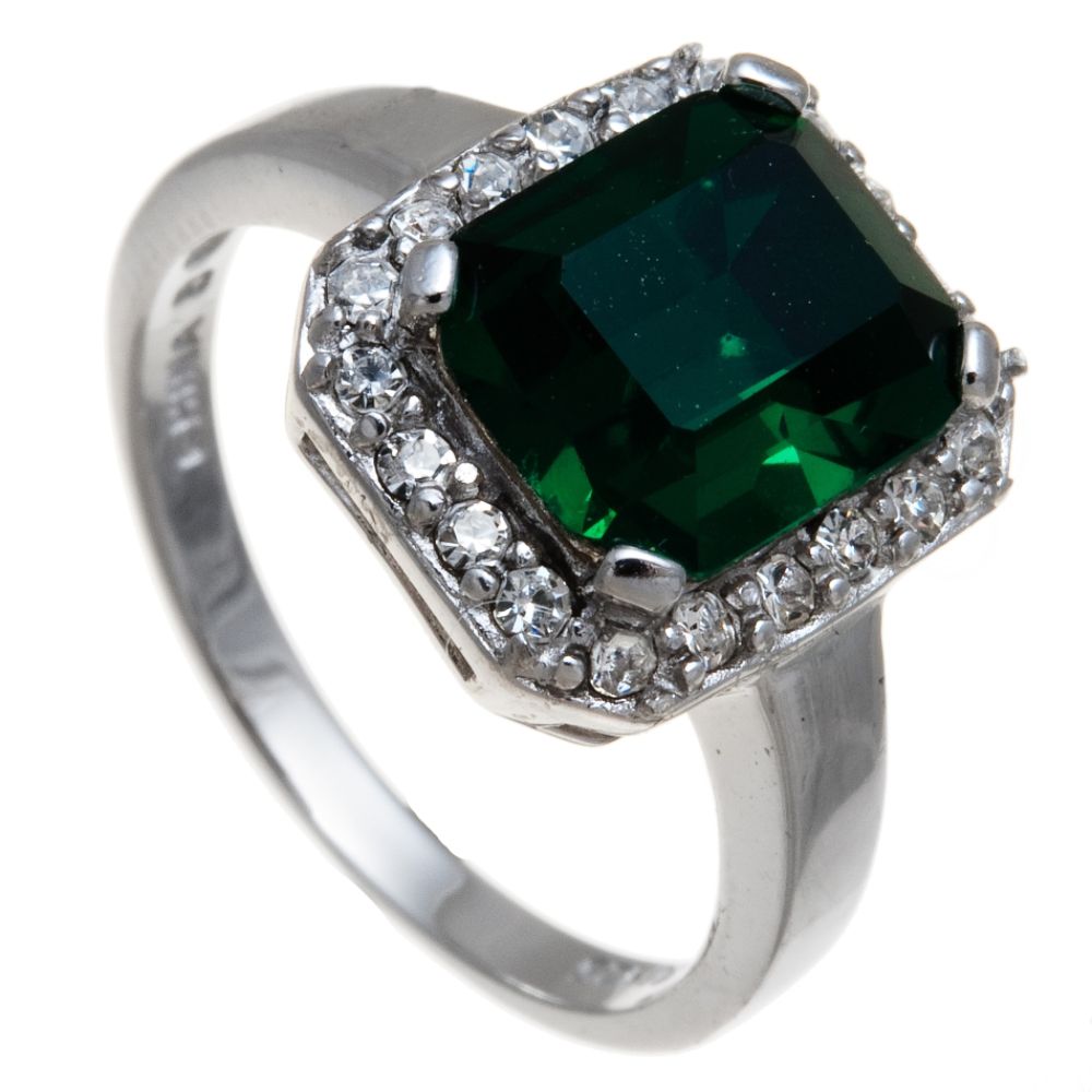 Green Crystal Sterling Silver Ring at Sears.com