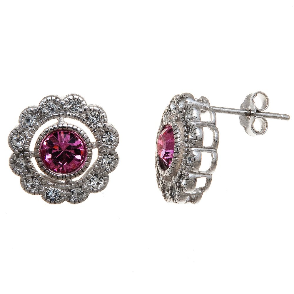 Pink Crystal Oval Sterling Silver Earrings at Sears.com