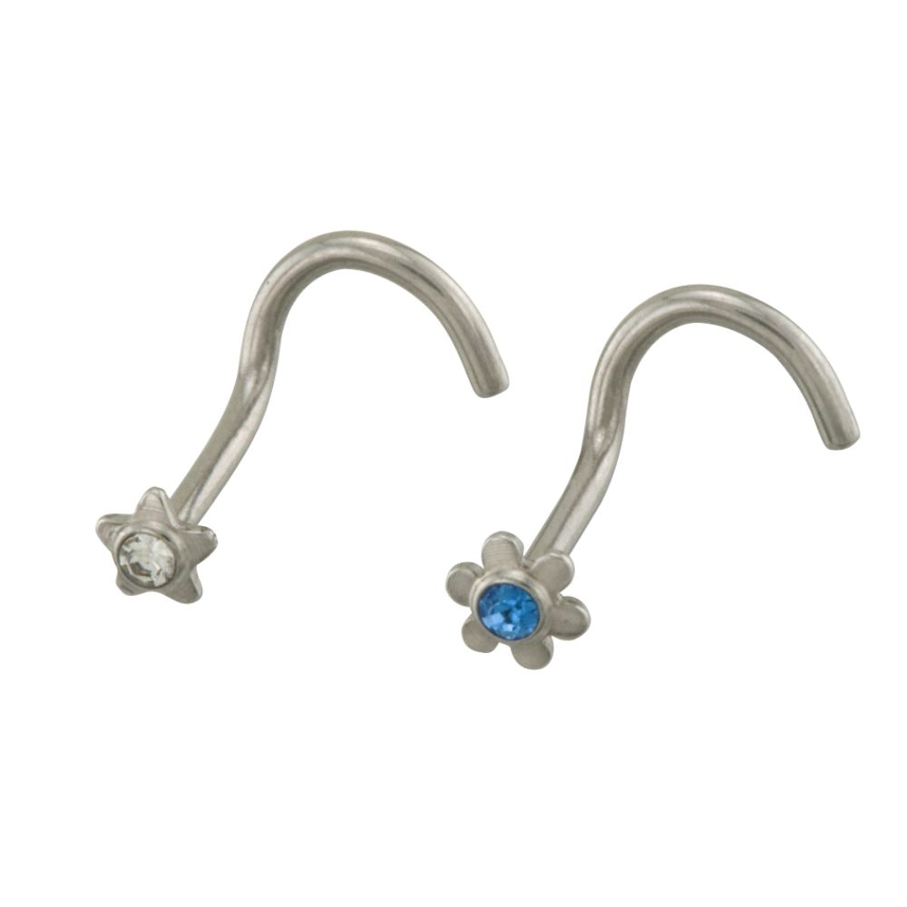 BodyBling 2-Pack Internally Threaded Nose Screws w/Crystal Accent Flowers in ST Steel at Sears.com