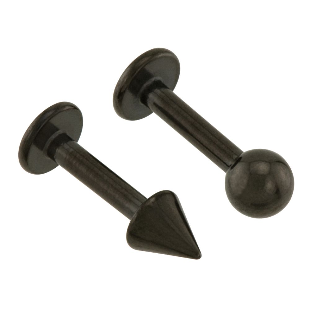 BodyBling 2-Pack Labret with Round/Cone Bead Detail in Black 14 Gauge Steel at Kmart.com