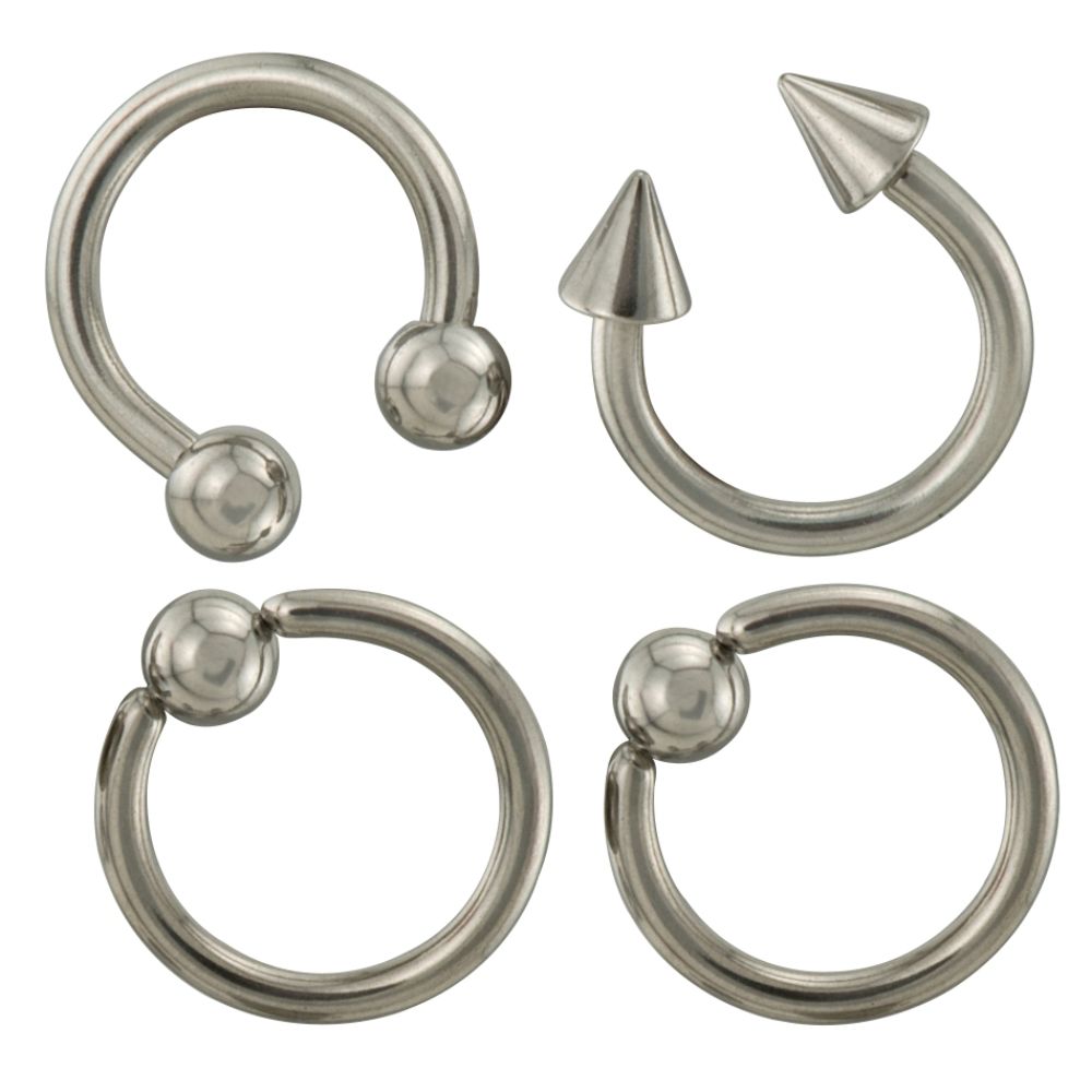 BodyBling 4-Pack Horseshoe Body Ring w/Round/Captive/Cone Beads in 14 Gauge Steel at Sears.com