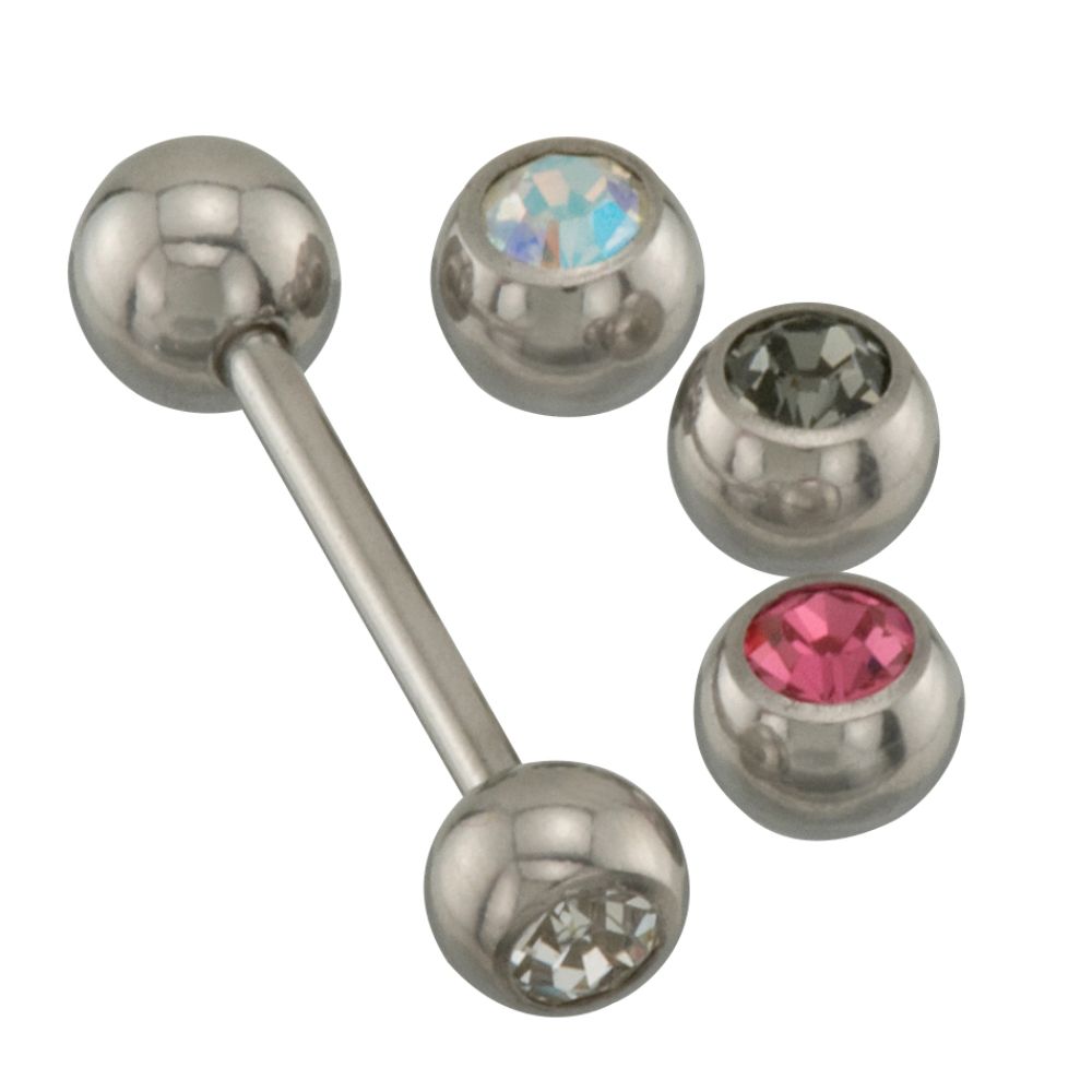 BodyBling Tongue Ring with Four Interchangeable Faux Jeweled Beads in ST 14 Gauge Steel at Sears.com