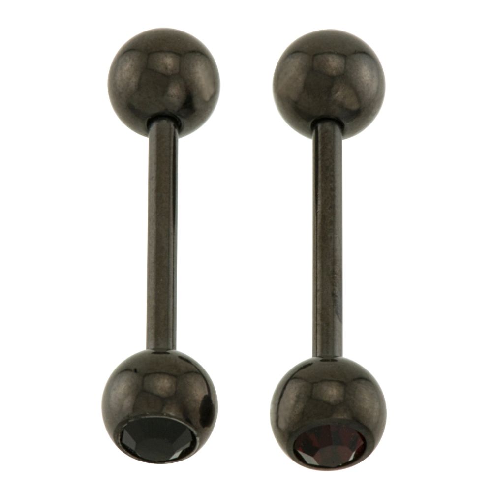 BodyBling 2-Pack Tongue Barbells with Bead and Jewel Accents in Black 14 Gauge Steel at Kmart.com
