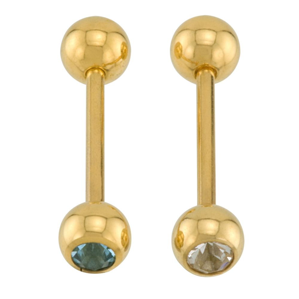 BodyBling 2-Pack Tongue Barbells w/Bead and Jewel Accents in Goldtone 14 Gauge Steel at Kmart.com