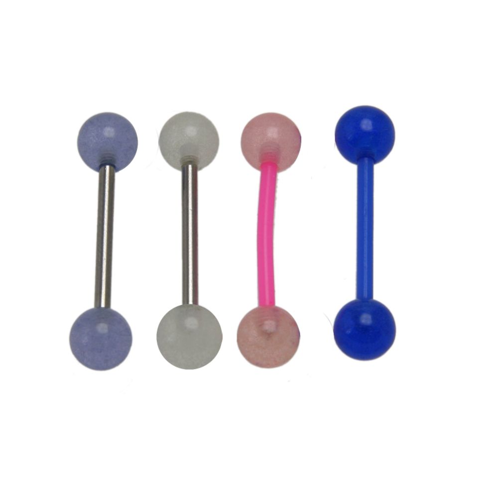 BodyBling 4-Pack Tongue Ring in Glo Pink/Blue/White and Silvertone 14 Gauge Steel at Kmart.com