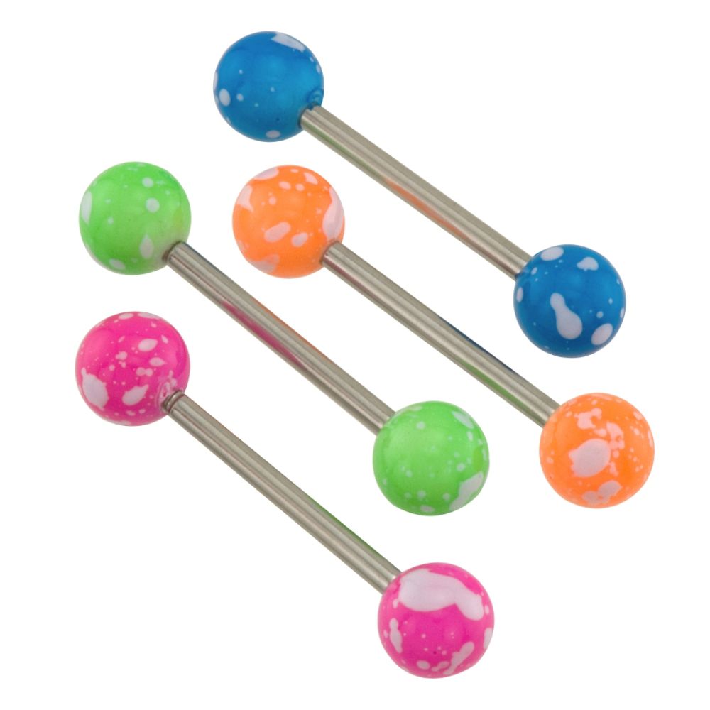 BodyBling 4-Pack Tongue Barbells w/Splatter Paint Bead Accents in ST 14 Gauge Steel at Sears.com