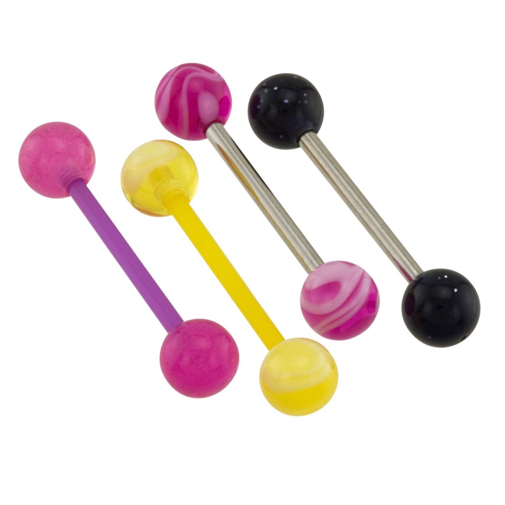BodyBling 4-Pack Tongue Ring w/Pink/Yellow/Black Bead Accents in ST 14 Gauge Steel at Kmart.com