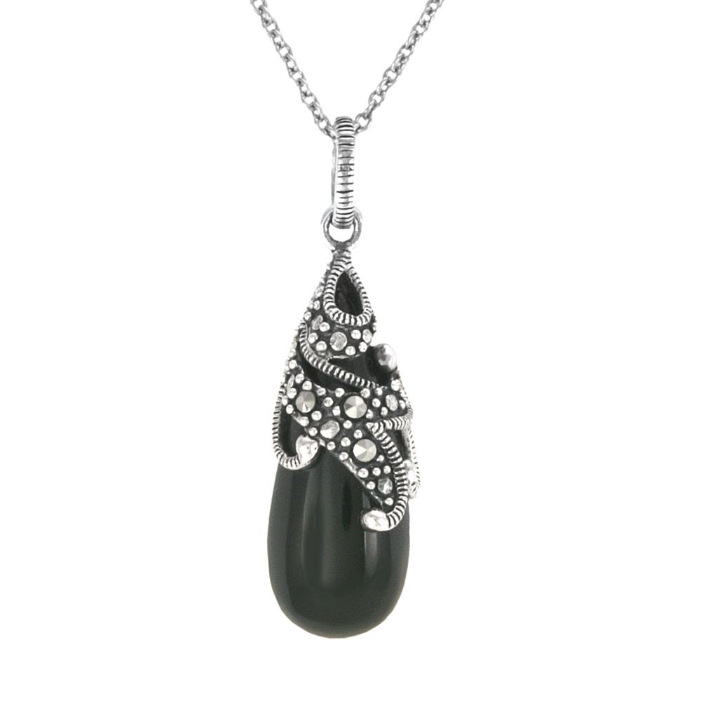 Victoria Crowne Onyx and Marcasite Pendant in Sterling Silver at Sears.com