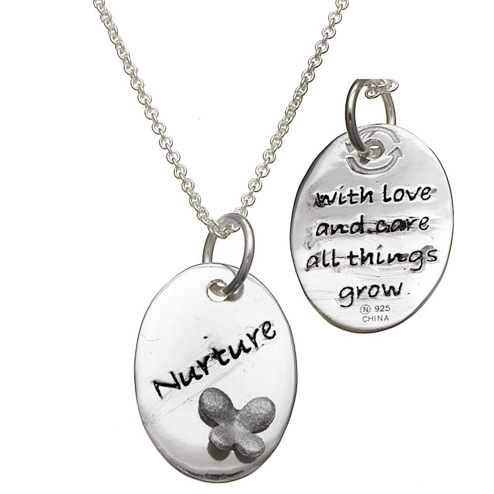 Silver Earth Nurture" Oval Disc Pendant in Sterling Silver at Sears.com