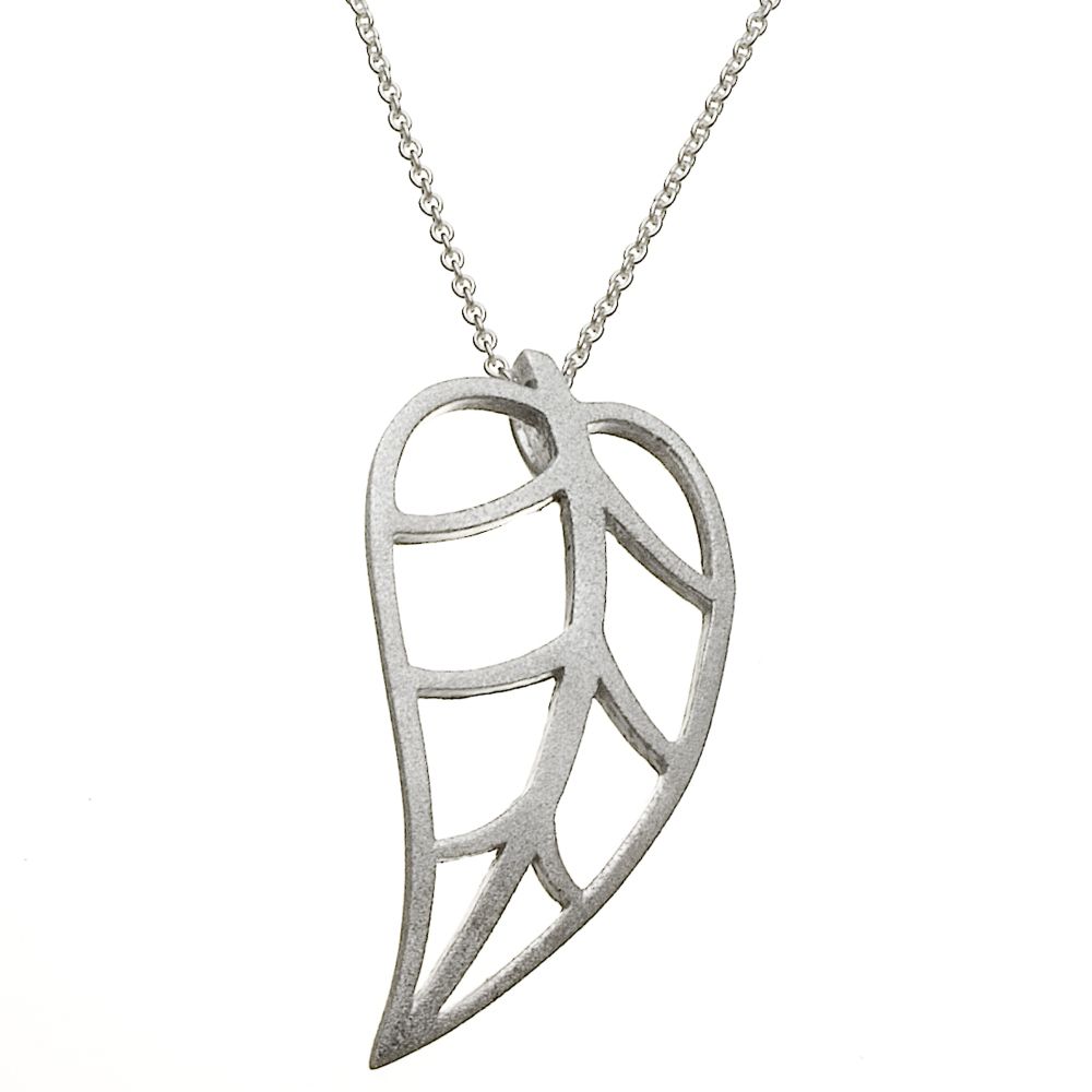 Silver Earth Open Leaf Pendant in Sterling Silver