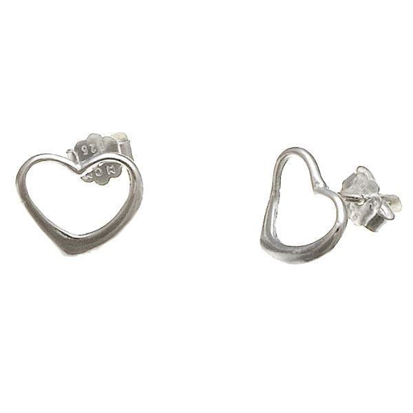 Silver Earth Open Heart Stud Earring In Sterling Silver