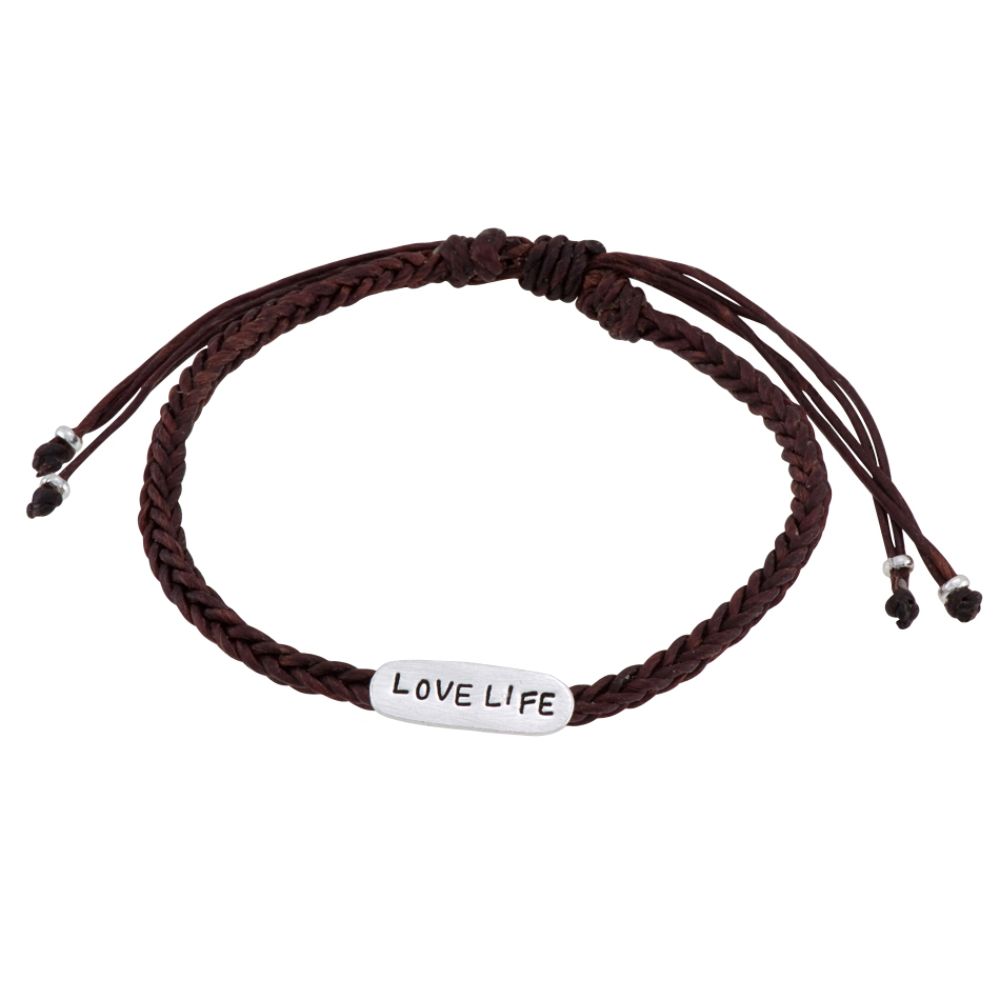 Brown Thread Love Life Bracelet with Sterling Silver Message Plate at Kmart.com