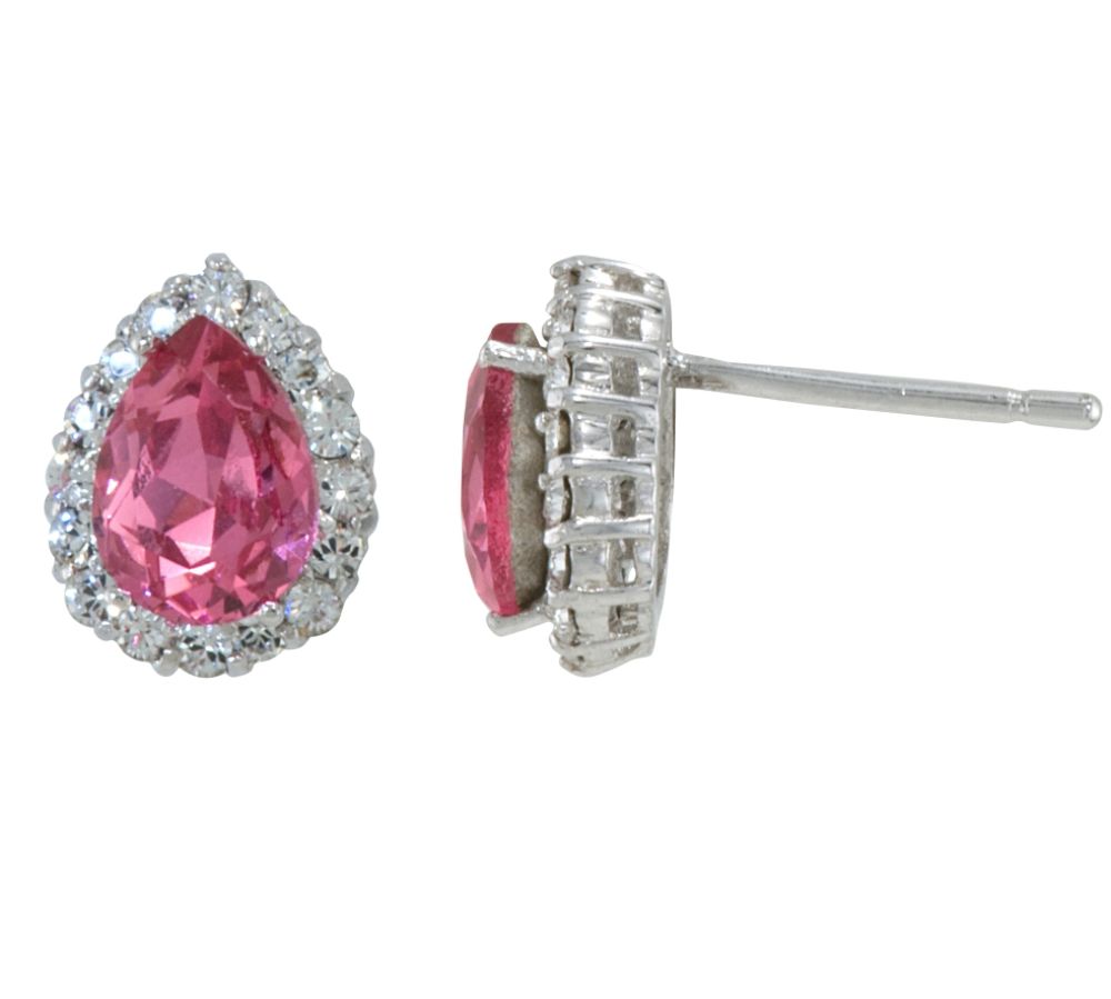 Rose and Clear Swarovski Crystal Earrings in Rhodium over Sterling Silver at Sears.com