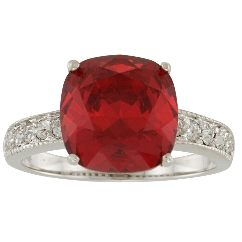 Cushion-cut Siam and Clear Swarovski Crystal Ring in Rhodium over SS at Sears.com
