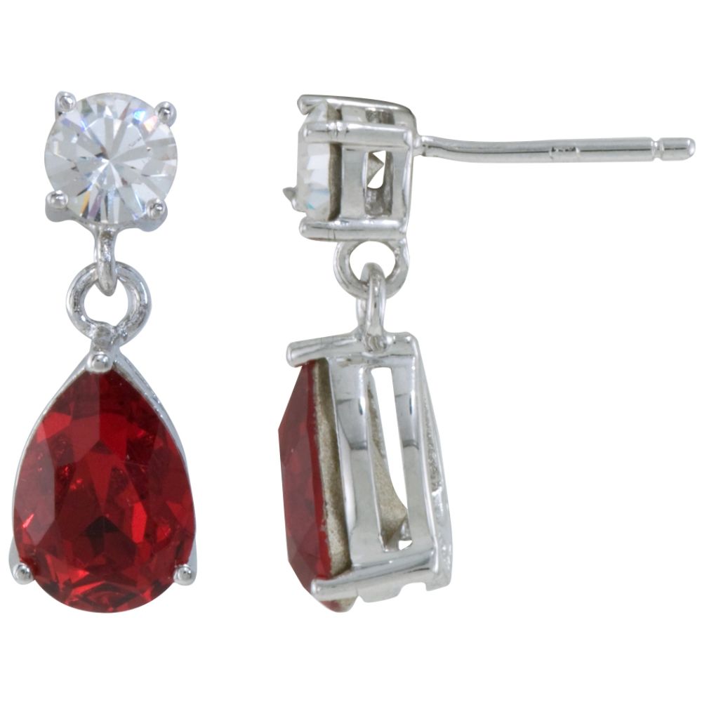 Siam and Clear Swarovski Crystal Drop Earrings in Rhodium over Sterling Silver at Sears.com