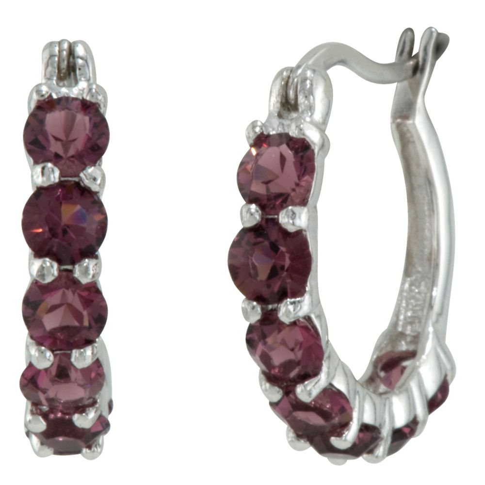 Amethyst Swarovski Crystal Hoop Earrings in Rhodium over Sterling Silver at Sears.com