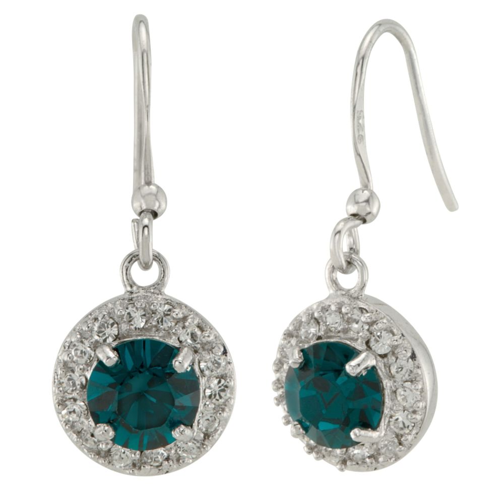Emerald and Clear Swarovski Crystal Drop Earring in Rhodium over SS at Sears.com