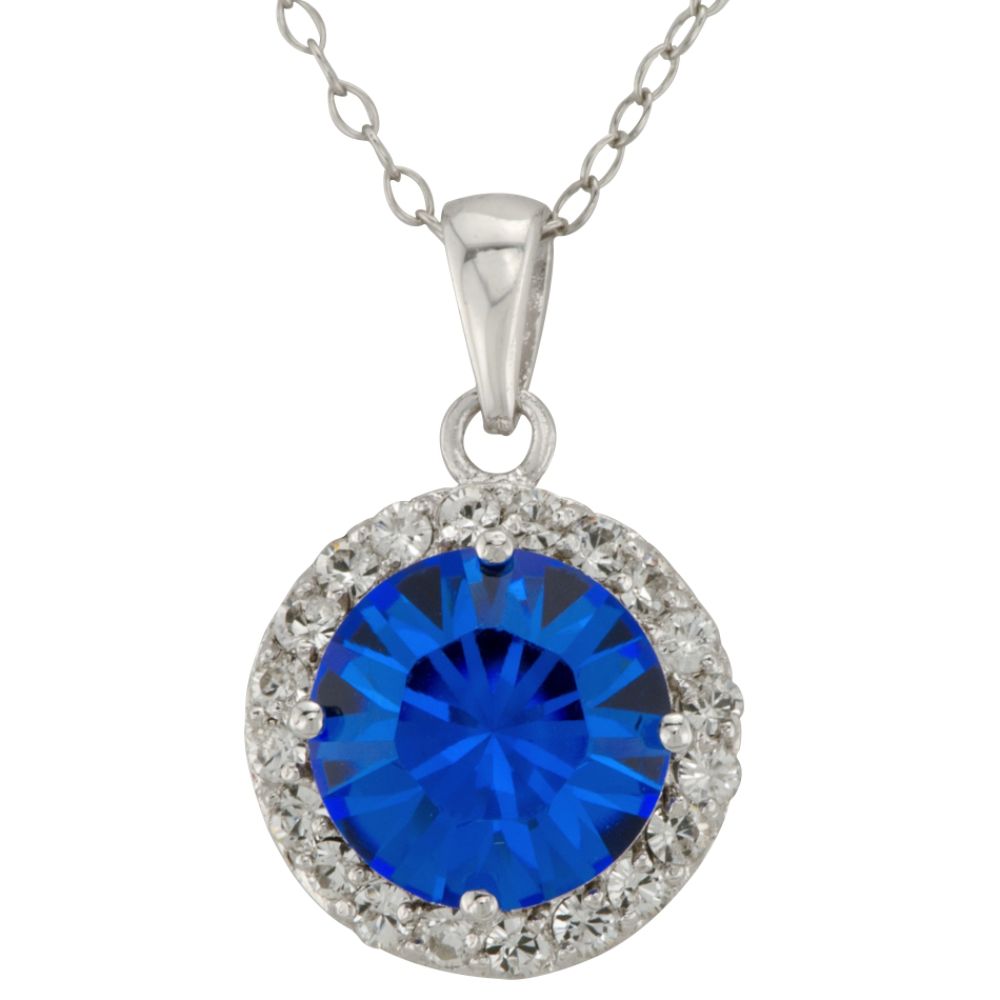 Sapphire and Clear Swarovski Crystal Pendant in Rhodium over Sterling Silver at Sears.com