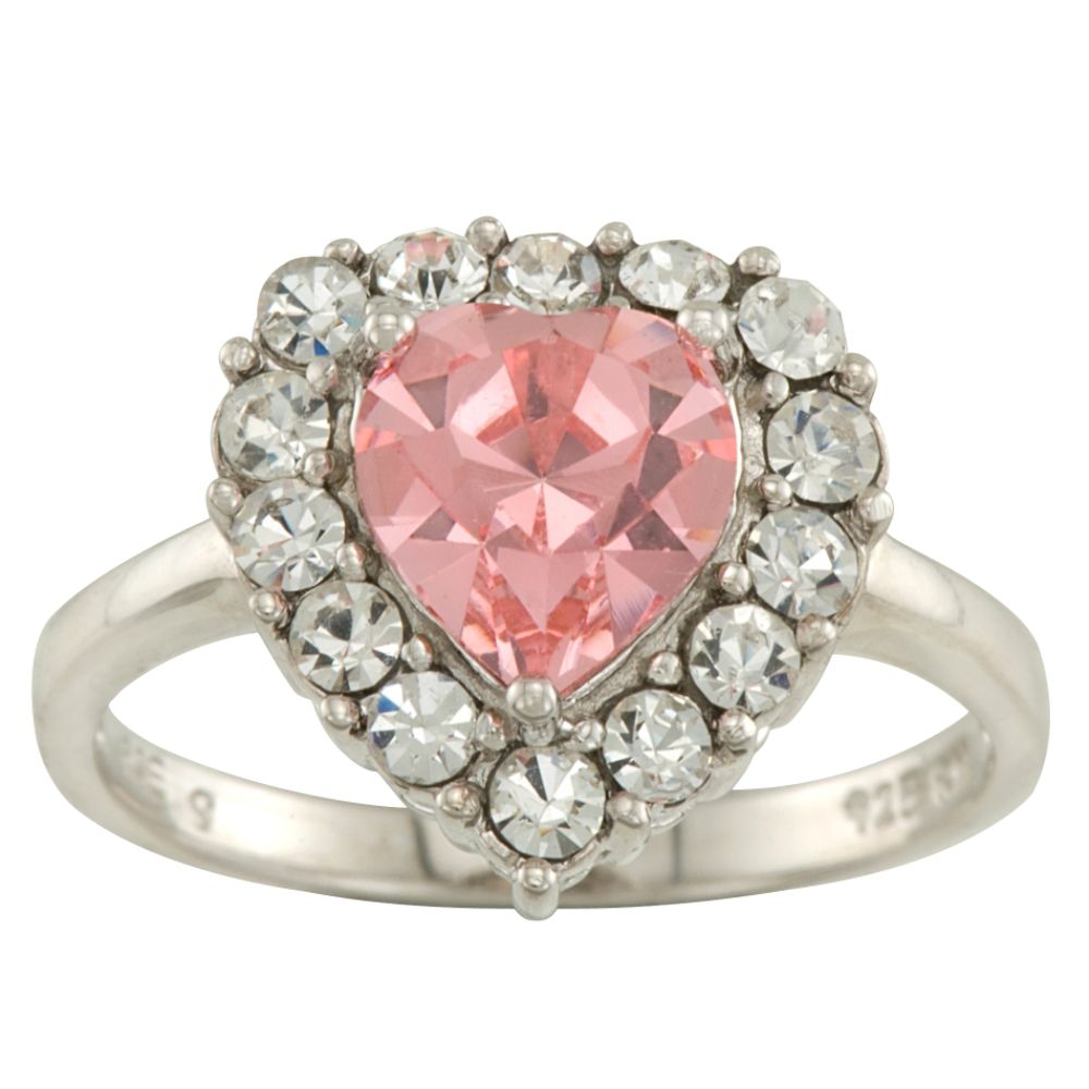 Crystallized Swarovski Elements Rose and Clear Swarovski Crystal Heart Ring in Sterling Silver at Sears.com