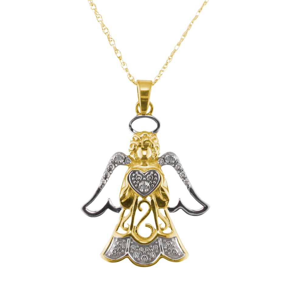 18K Gold Over Sterling Silver Diamond Accent