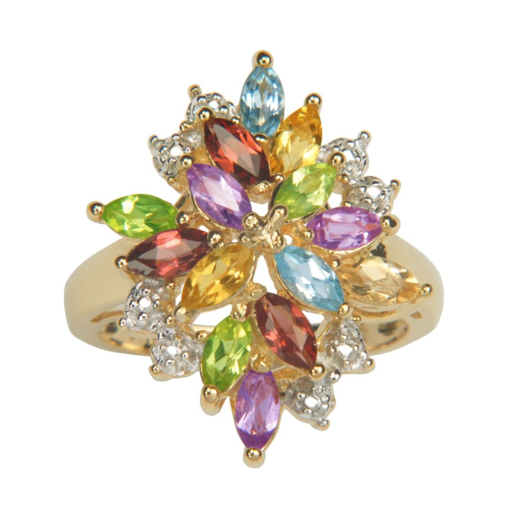 18k Gold Over Sterling Silver Multi-Stone Diamond Accent Ring at Sears.com