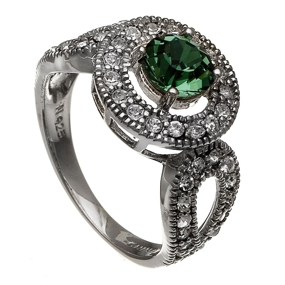 Green Round Crystal Sterling Silver Ring at Sears.com