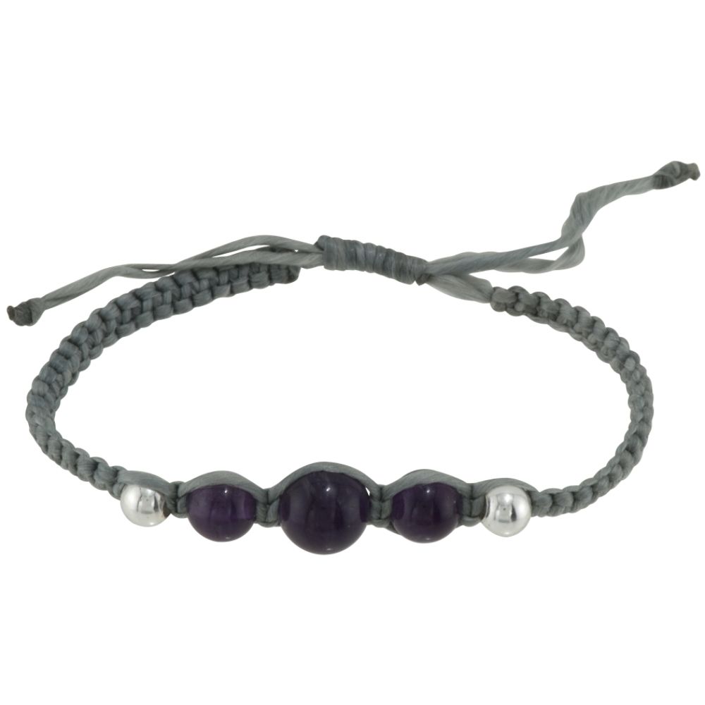Amethyst Gray Braided Bracelet