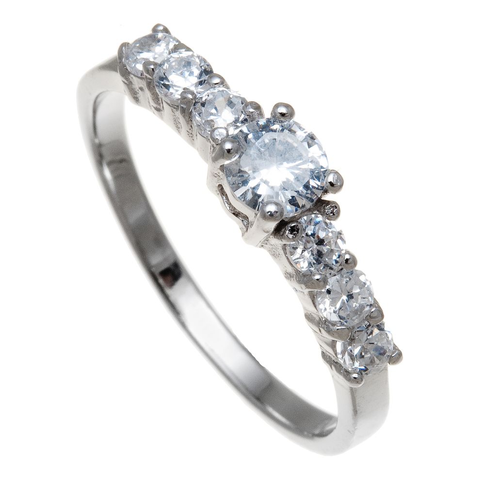 Sterling Silver and CZ Engagement Ring