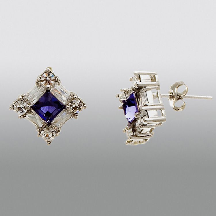 Purple Crystal and Sterling Silver Stud Earrings at Sears.com