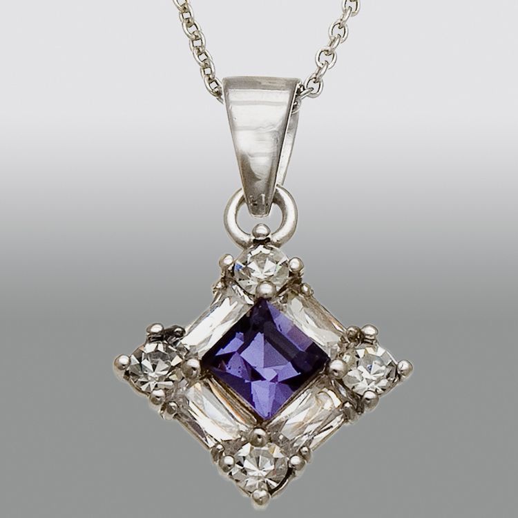 Purple Crystal and Sterling Silver Pendant at Sears.com